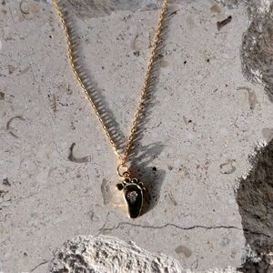 Baby Footprint Necklace in 14k Gold Plated Sterling Silver with CZ heart
